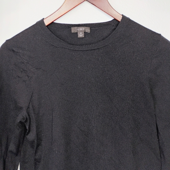 J Crew Margot Sweater Womens Medium Black 100% Merino Wool Office Sophisticated - Picture 3 of 9
